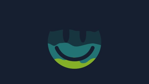 Ікона Жовта Посмішка Ізольована Синьому Фоні Усміхнена Емоція Щасливого Символу — стокове відео