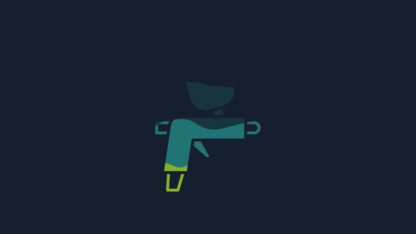 Ikona Pistoletu Odizolowana Niebieskim Tle Animacja Graficzna Ruchu Wideo — Wideo stockowe
