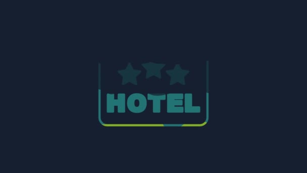 Letrero Amarillo Publicidad Exterior Con Texto Icono Del Hotel Aislado — Vídeos de Stock