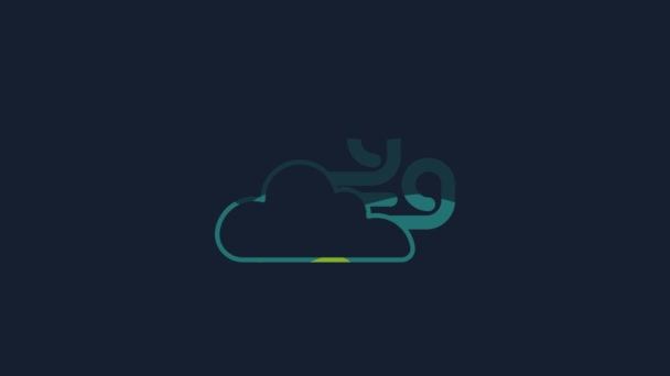 Yellow Windy Weather Icon Isolated Blue Background Cloud Wind Video — Vídeo de stock