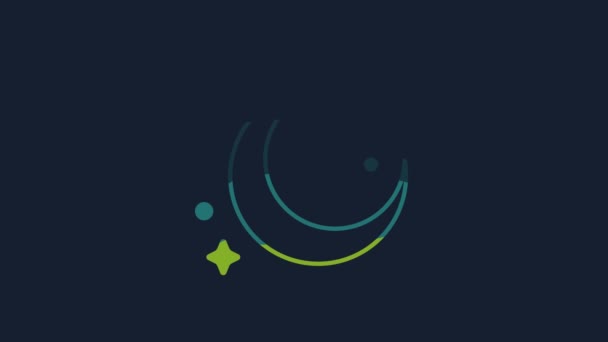 Yellow Moon Stars Icon Isolated Blue Background Video Motion Graphic — 图库视频影像