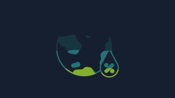 Yellow Water Drop Percentage Icon Isolated Blue Background Humidity Analysis — 图库视频影像