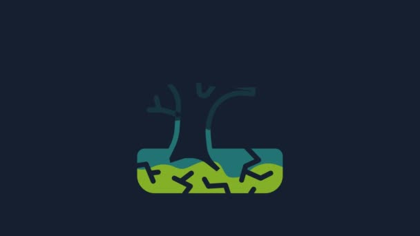 黄色の枯れ木のアイコンの青の背景に隔離された 裸の木 死んだ木のシルエット 4Kビデオモーショングラフィックアニメーション — ストック動画