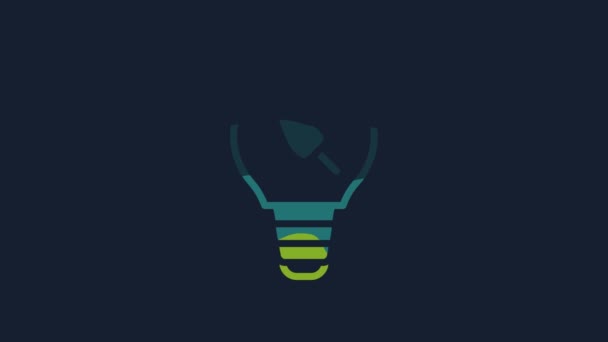 Yellow Light Bulb Leaf Icon Isolated Blue Background Eco Energy — Stockvideo