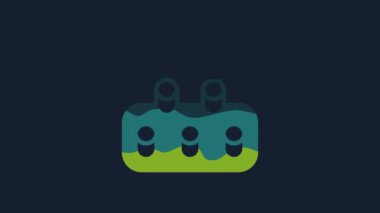 Yellow Deforestation icon isolated on blue background. Chopping forest, destruction of wood. Danger for ecology and air pollution. 4K Video motion graphic animation .