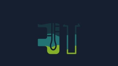 Yellow Planet earth melting to global warming icon isolated on blue background. Ecological problems and solutions - thermometer. 4K Video motion graphic animation .