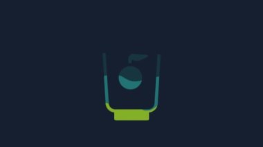 Yellow Yogurt container icon isolated on blue background. Yogurt in plastic cup. 4K Video motion graphic animation .