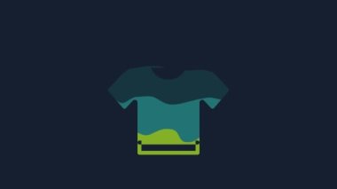 Yellow T-shirt icon isolated on blue background. 4K Video motion graphic animation .