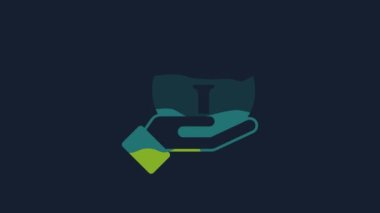 Yellow Information icon isolated on blue background. 4K Video motion graphic animation .