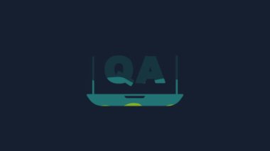 Yellow Speech bubbles with Question and Answer icon isolated on blue background. Q and A symbol. FAQ sign. Chat speech bubble and chart. 4K Video motion graphic animation .