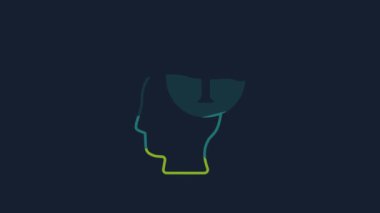 Yellow Information icon isolated on blue background. 4K Video motion graphic animation .