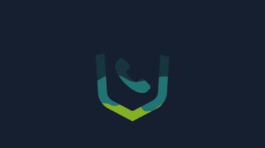 Yellow Telephone 24 hours support icon isolated on blue background. All-day customer support call-center. Full time call services. 4K Video motion graphic animation .