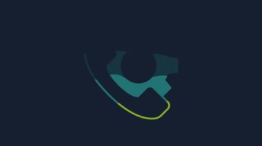 Yellow Telephone 24 hours support icon isolated on blue background. All-day customer support call-center. Full time call services. 4K Video motion graphic animation .