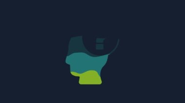 Yellow Human head with question mark icon isolated on blue background. 4K Video motion graphic animation .