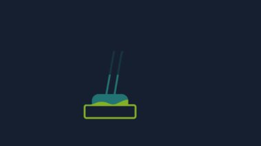 Yellow Microphone icon isolated on blue background. On air radio mic microphone. Speaker sign. 4K Video motion graphic animation .