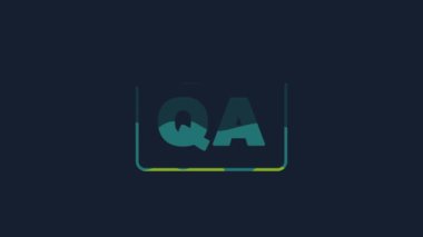 Yellow Speech bubbles with Question and Answer icon isolated on blue background. Q and A symbol. FAQ sign. Chat speech bubble and chart. 4K Video motion graphic animation .
