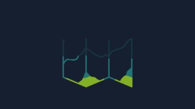 Yellow Folded map icon isolated on blue background. 4K Video motion graphic animation .