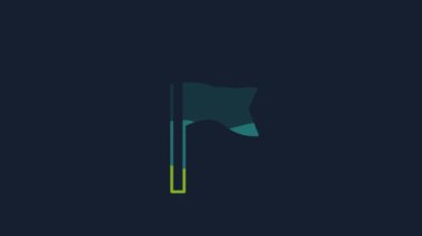 Yellow Flag icon isolated on blue background. Location marker symbol. 4K Video motion graphic animation .