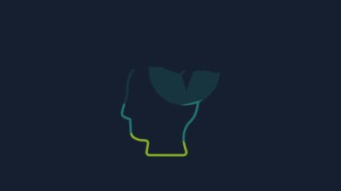 Yellow Map marker with a silhouette of a person icon isolated on blue background. GPS location symbol. 4K Video motion graphic animation .