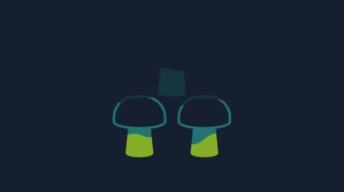 Yellow Mushroom icon isolated on blue background. 4K Video motion graphic animation .