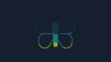 Yellow Butterfly icon isolated on blue background. 4K Video motion graphic animation .