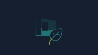 Yellow Vegan milk icon isolated on blue background. Vegetarian product. 4K Video motion graphic animation .