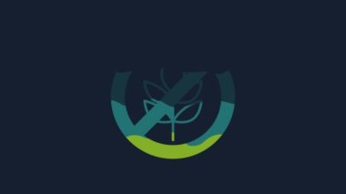 Yellow Gluten free grain icon isolated on blue background. No wheat sign. Food intolerance symbols. 4K Video motion graphic animation .