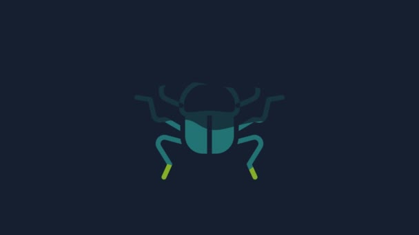 Yellow Beetle Bug Icon Isolated Blue Background Video Motion Graphic — Stockvideo