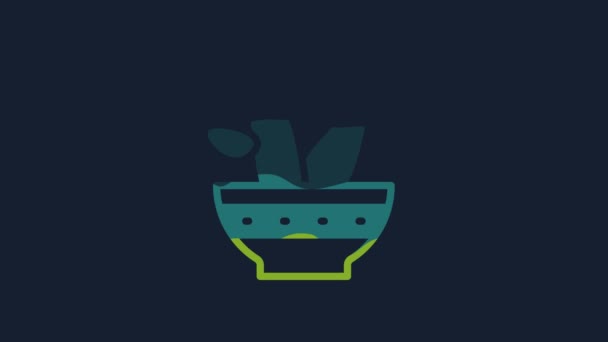 Yellow Cactus Peyote Pot Icon Isolated Blue Background Plant Growing — Stock Video