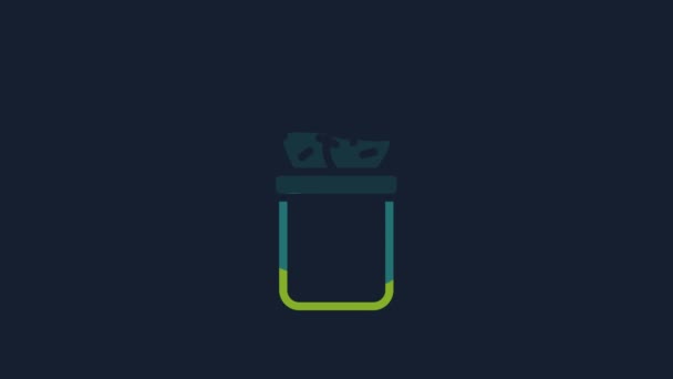 Yellow Cactus Peyote Pot Icon Isolated Blue Background Plant Growing — 비디오
