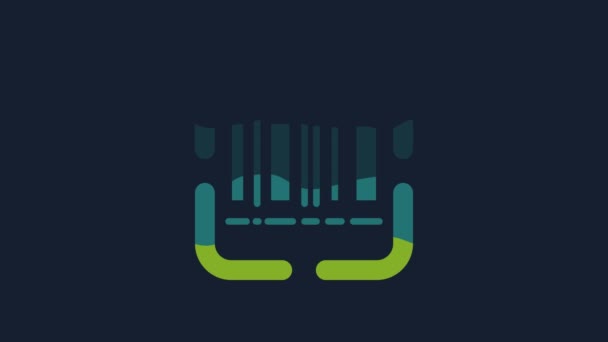 Gelber Scanner Scannt Barcode Symbol Isoliert Auf Blauem Hintergrund Aufkleber — Stockvideo