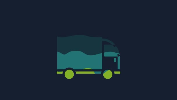 Geel Levering Vrachtwagen Voertuig Pictogram Geïsoleerd Blauwe Achtergrond Video Motion — Stockvideo