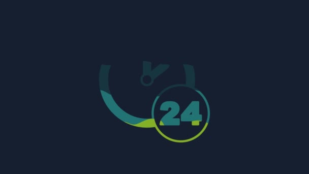 Yellow Clock Hours Icon Isolated Blue Background All Day Cyclic — Vídeo de Stock