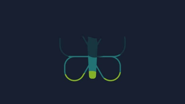 Yellow Butterfly Icon Isolated Blue Background Video Motion Graphic Animation — 비디오