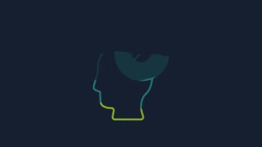 Sarı insan kafası ve mavi arkaplanda yaprak var. 4K Video hareketli grafik canlandırması .