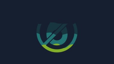 Yellow No meat icon isolated on blue background. No fast food allowed - vegetarian food. 4K Video motion graphic animation .