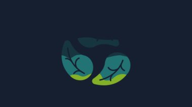 Yellow Leaf icon isolated on blue background. Leaves sign. Fresh natural product symbol. 4K Video motion graphic animation .