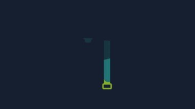 Yellow Walking stick cane icon isolated on blue background. 4K Video motion graphic animation.