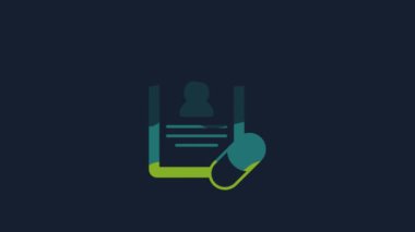 Yellow Medical prescription icon isolated on blue background. Rx form. Recipe medical. Pharmacy or medicine symbol. 4K Video motion graphic animation.