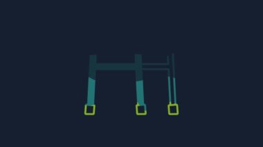 Yellow Walker for disabled person icon isolated on blue background. 4K Video motion graphic animation.