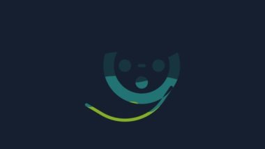 Sarı Film makarası simgesi mavi arkaplanda izole edildi. 4K Video hareketli grafik canlandırması.