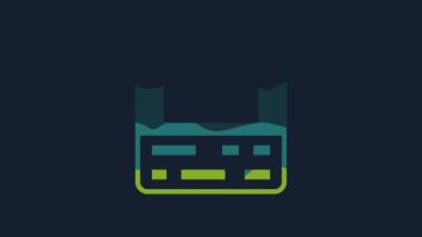 Yellow Video recorder or editor software on laptop icon isolated on blue background. Video editing on a laptop. 4K Video motion graphic animation.