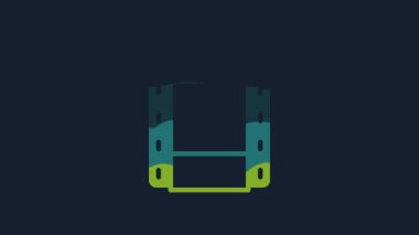 Sarı Çalma Video simgesi mavi arkaplanda izole edildi. Film şeridi tabelası. 4K Video hareketli grafik canlandırması.