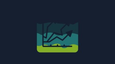 Yellow Financial growth increase icon isolated on blue background. Increasing revenue. 4K Video motion graphic animation.