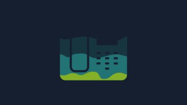 Yellow Telephone 24 hours support icon isolated on blue background. All-day customer support call-center. Full time call services. 4K Video motion graphic animation.