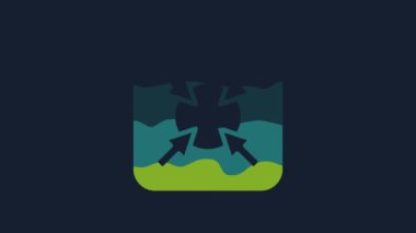 Yellow Target financial goal concept icon isolated on blue background. Symbolic goals achievement, success. 4K Video motion graphic animation.