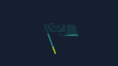 Yellow Peace icon isolated on blue background. Hippie symbol of peace. 4K Video motion graphic animation.