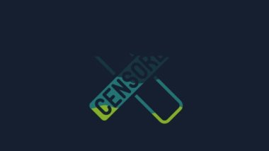 Yellow Censored stamp icon isolated on blue background. 4K Video motion graphic animation.