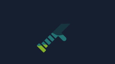 Yellow Police rubber baton icon isolated on blue background. Rubber truncheon. Police Bat. Police equipment. 4K Video motion graphic animation.