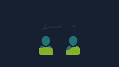 Yellow Speech bubble chat icon isolated on blue background. Message icon. Communication or comment chat symbol. 4K Video motion graphic animation.